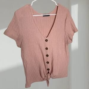 Sanctuary Button-Front Tie-Hem Knit Top (Women’s Small)